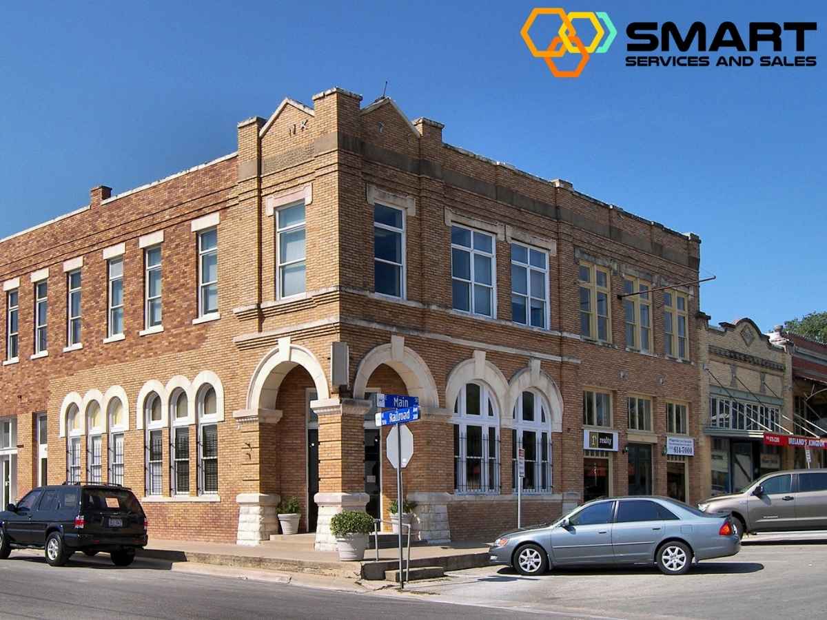 Historic brick building in downtown Pflugerville